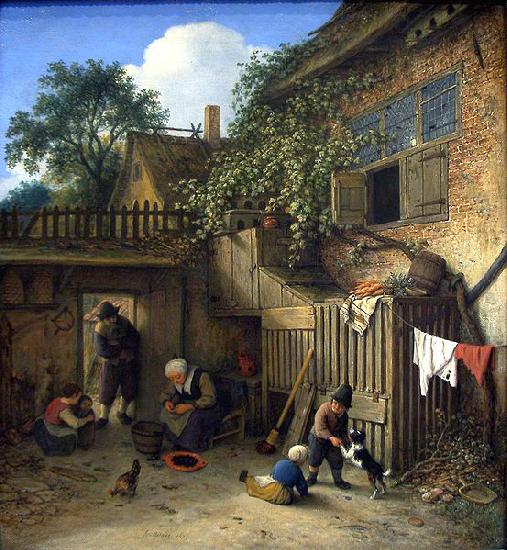 Adriaen van ostade The cottage dooryard. oil painting picture